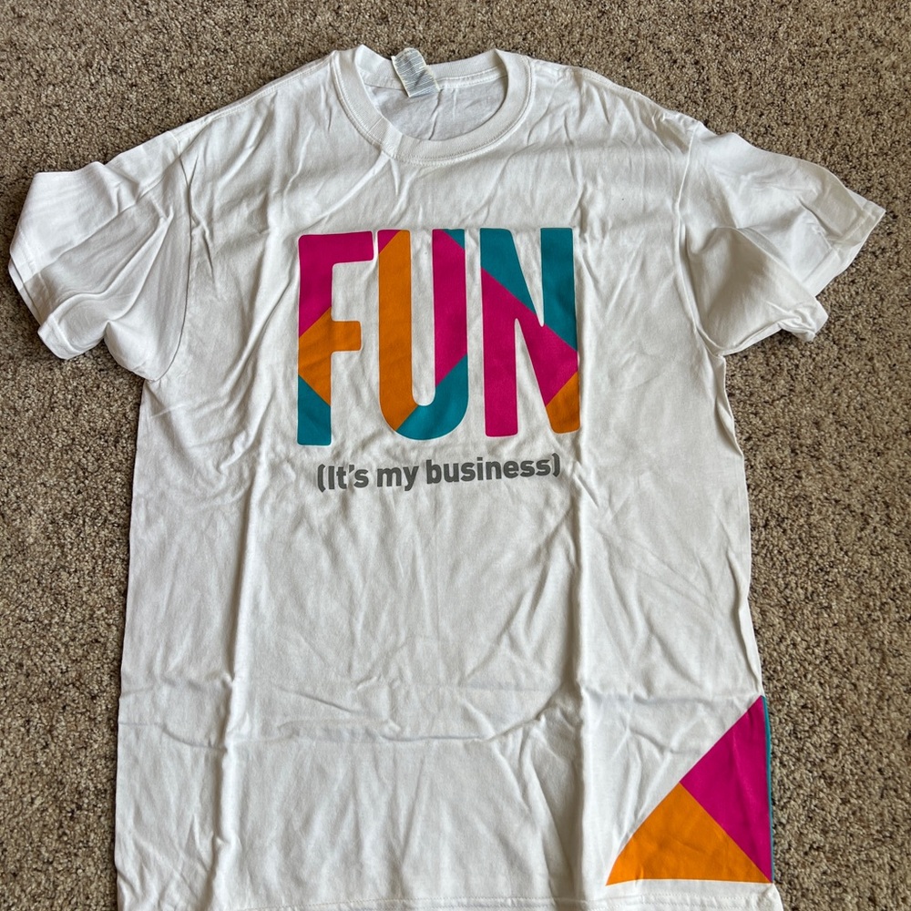Zumba Fitness White T‑Shirt with Pink, Teal & Orange FUN Graphic